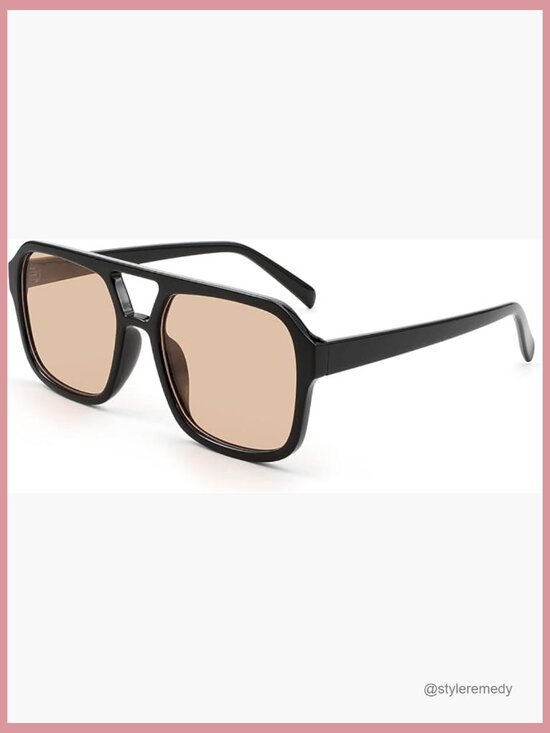 Retro Aviator Sunglasses Classic Vintage Square Frame Double Bridge main image 4